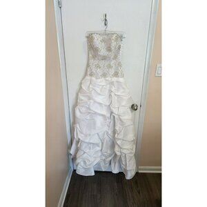 Alyce Designs Wedding Dress Size 4 White Silver Gold Msrp $429 Sleeveless